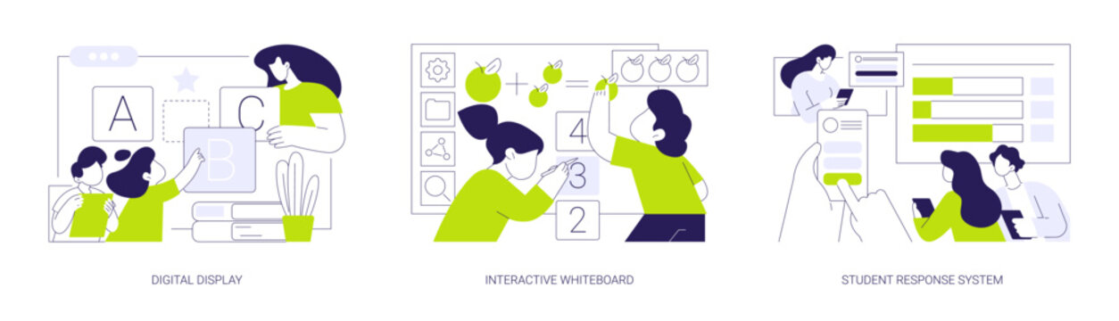 Smart classroom technology isolated cartoon vector illustrations se