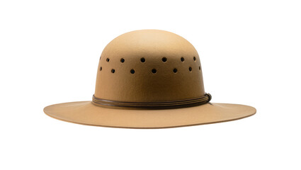Brown felt safari hat with ventilation holes and leather band © Sarah