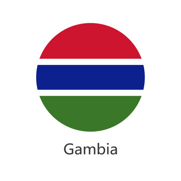 Isolated national flag of Gambia. Button flag of Gambia. Gambia circle flag vector illustration.
