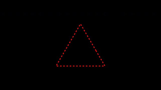 Tringle dashes line animation, Red Dotted Triangle Animation on Dark Background. 4K video