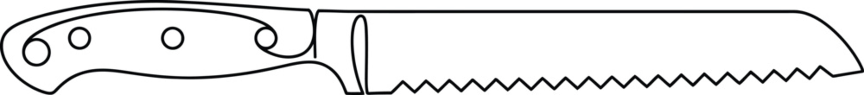 Serrated Bread Knife with Ergonomic Handle - Line Art Illustration
