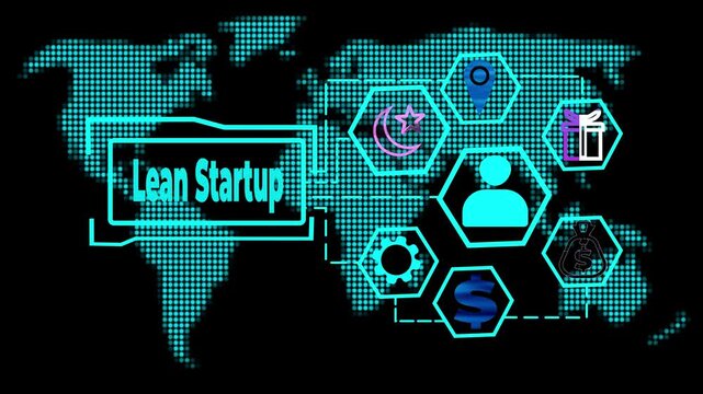 Lean startup methodology business growth infographic animation concept