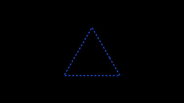 Tringle dashes line animation, Blue Dotted Triangle Outline Animation on Dark Background with Digital Technology Interface Style. 4K video