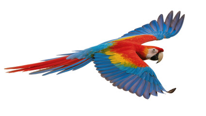 Obraz premium Scarlet Macaw Parrot Flying with Wings Spread