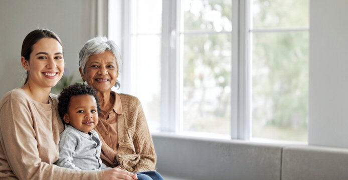Three Generations Sharing a Quiet Family Moment by Window