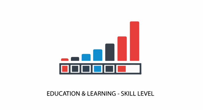 Growing bar chart representing increasing education and skill levels