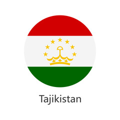 Fototapeta premium Isolated national flag of Tajikistan. Round flag of Tajikistan. Tajikistan circle flag vector illustration.