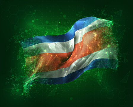 Costa Rica,vector 3d flag on green background