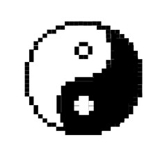 Fototapeta premium Retro pixel Yin Yang icon in classic 8-bit video game design