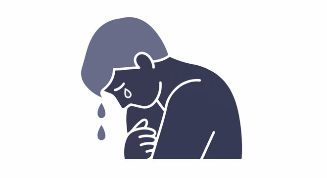 Abstract depiction of a figure head bowed, weeping tears