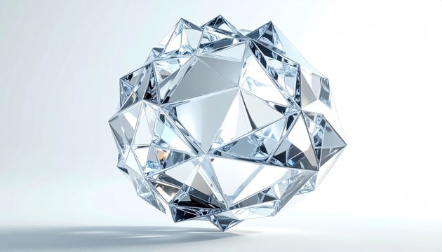 Abstract geometric crystal sphere with intricate facets and reflections.