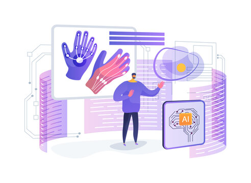 Conductive Fabric Gesture Gloves abstract concept vector illustration.