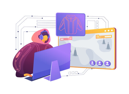 Haptic Feedback Gaming Hoodies abstract concept vector illustration.