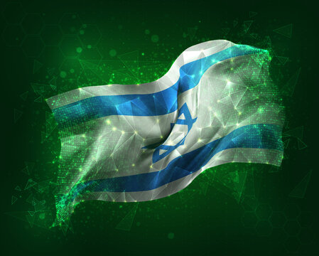 Israel, vector 3d flag on green background