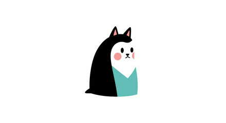 Charming Cartoon Husky with Rosy Cheeks and Teal Accent. © intan
