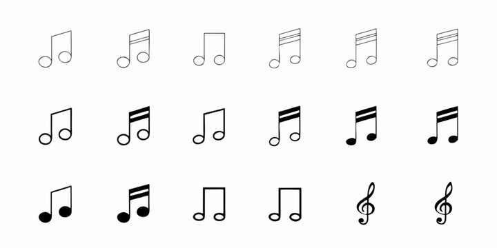 Musical Note Icons On White Background A Collection Of Styles