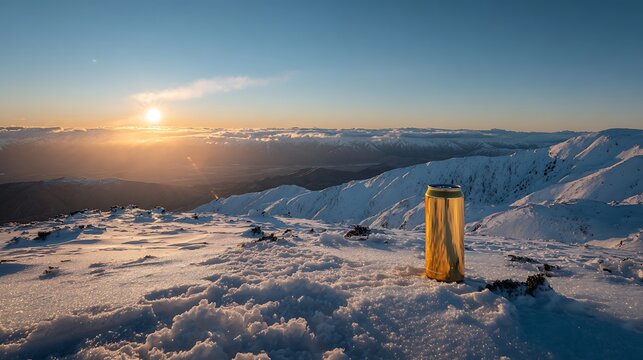 Mountain Sunrise with Thermos / 山の日の出と魔法瓶