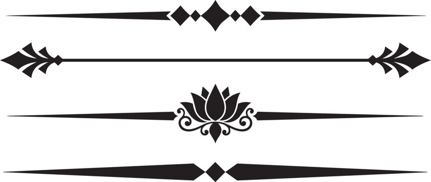 Vintage black decorative rule lines and text dividers vector set