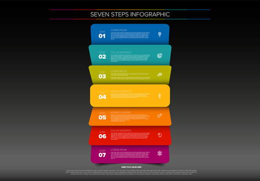 Seven Steps Infographic Design Template with Colorful Banners