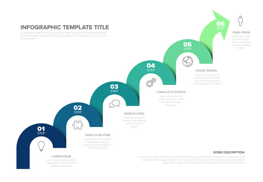 Business Infographic Template with 6 Step Growth Arrow