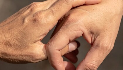 Fototapeta premium Close up of two hands doing a pinky swear.