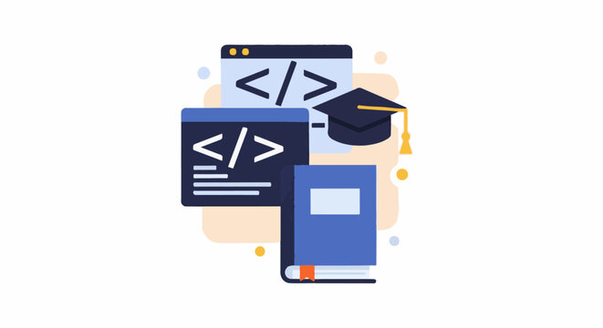 Illustration of computer coding and academic achievement