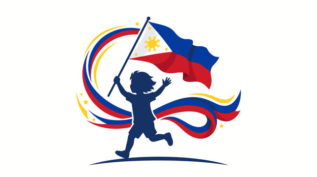 A handsome Filipino man in formal attire celebrates with a Philippine flag
