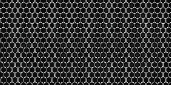 Hexagonal Grid Pattern White Lines On Black Background