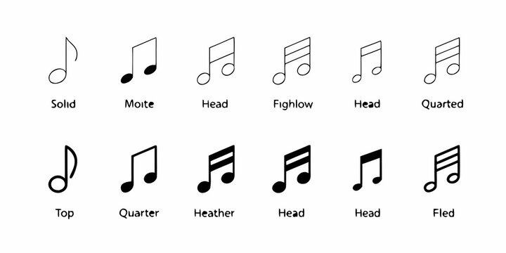 Musical Note Icons Flat Vector Symbols On White Background