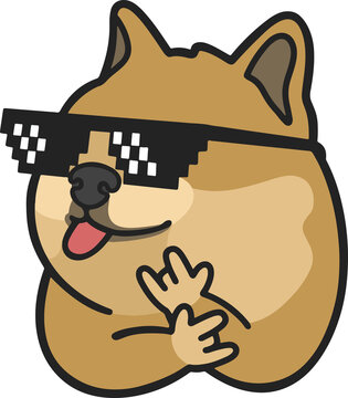 Sunglass Doge Dog Meme Sticker T-shirt Transparent Cute Illustration
