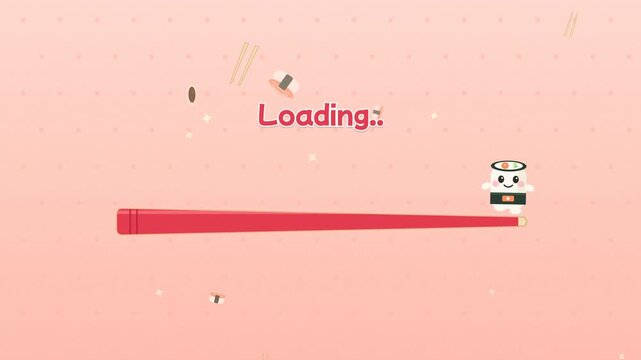 Cute Sushi Roll Chopstick Progress Bar Animation