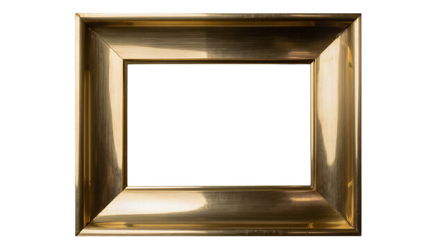 Rectangular polished brass picture frame with beveled edges