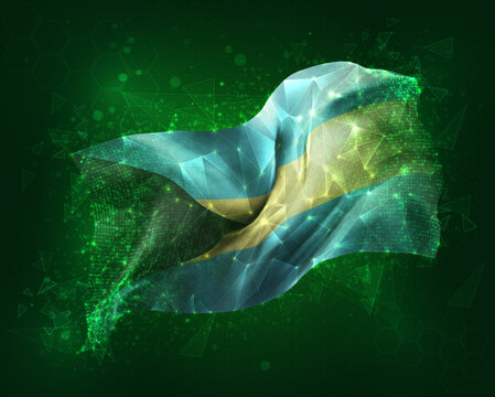 Bahamas, vector 3d flag on green background