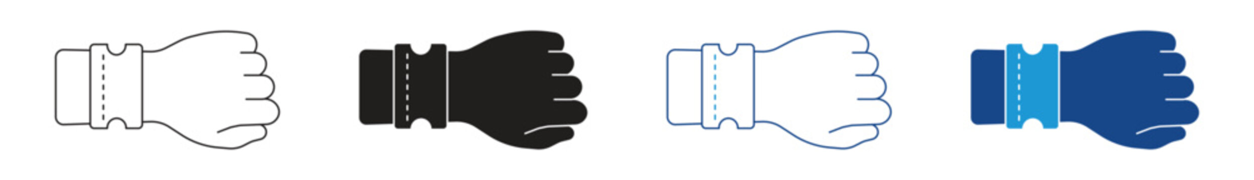 Wrist ticket icon multiple style and collection, vector illustration.