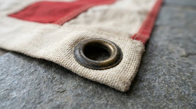 Metal Grommet on Weathered Fabric Flag