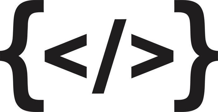 Closeup of code bracket symbols.