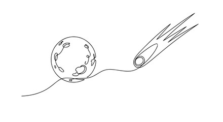 Continuous Line Art: Moon and Comet © rglstrm