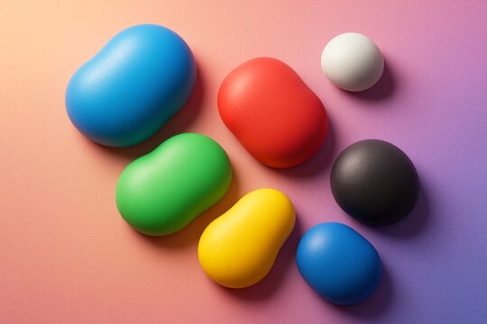 Colorful abstract soft shapes arranged on pastel gradient background in modern creative style for artistic and conceptual design purposes. Ai generative