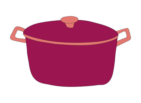 Red Casserole Pot Vector Illustration