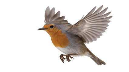 Fototapeta premium European Robin bird in flight with wings spread