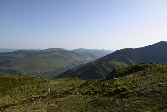 a view from the top of Cadair Idris in wales in southern Snowdonia along the Minffordd Path