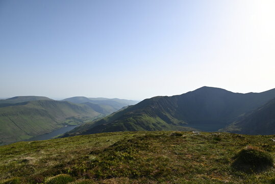a view from the top of Cadair Idris in wales in southern Snowdonia along the Minffordd Path
