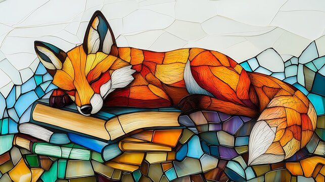 Stained Glass Fox Design / ステンドグラス風キツネのデザイン