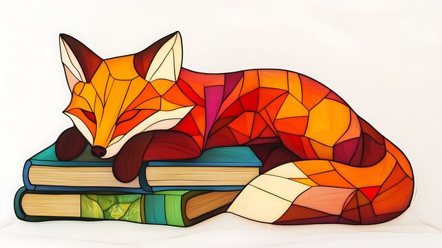Stained Glass Fox Illustration / ステンドグラス風キツネのイラスト