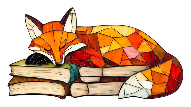 Stained Glass Fox Motif / ステンドグラス風キツネのモチーフ