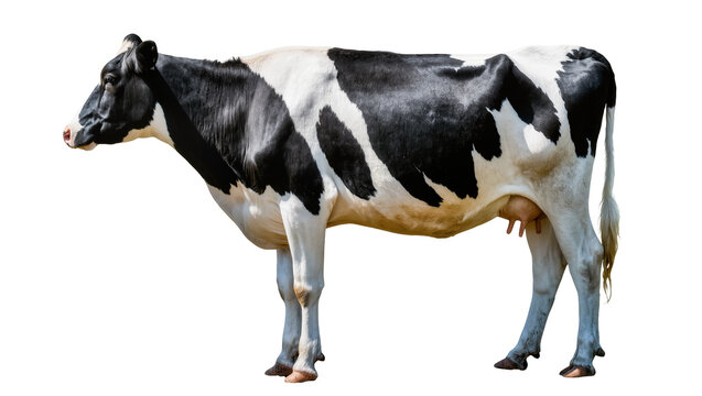 Black and white Holstein cow standing profile view