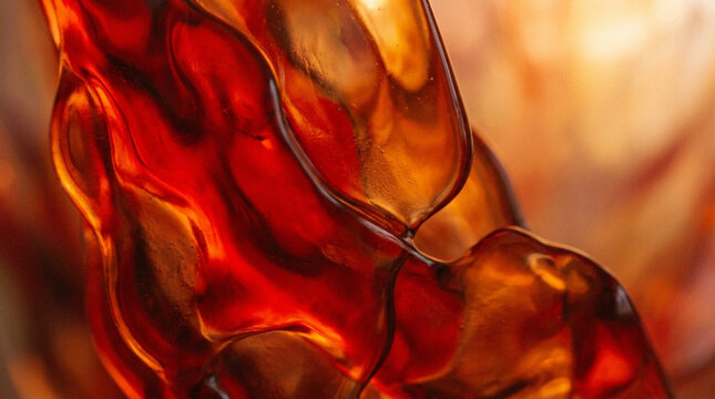 Close-up of Molten Amber Colored Liquid Substance