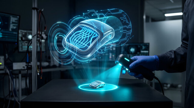 Person scans object with 3d scanner