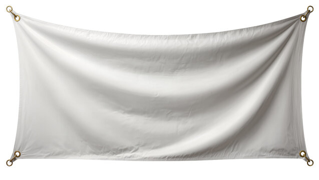 Blank white fabric banner with grommets