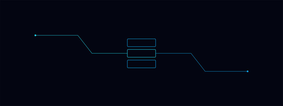 Blue technological network with three interconnected modules.